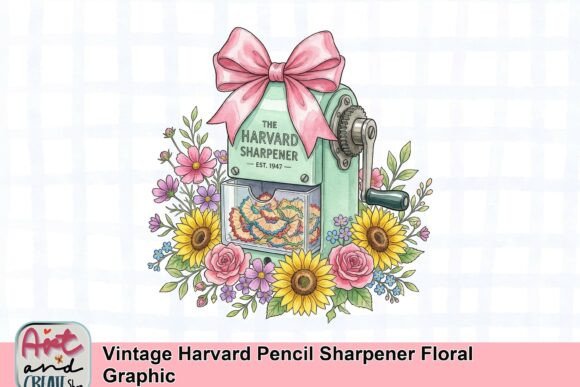 Charming Vintage Harvard Pencil Sharpener Graphic for Designers