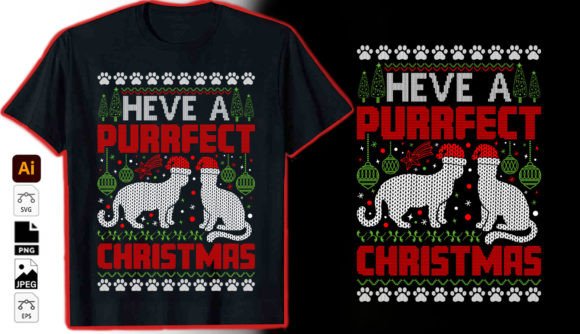 Heve a Purrfect Christmas Graphic Tshirt for Your Holiday Designs