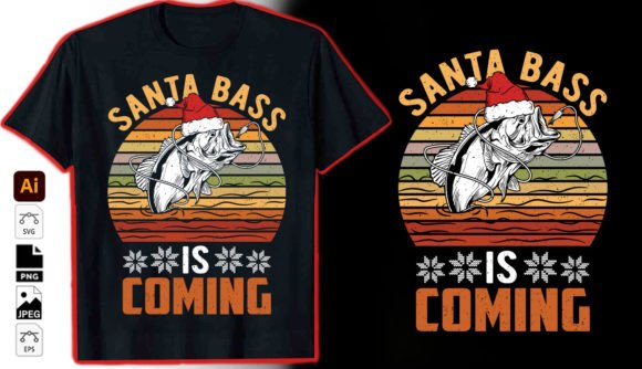 Santa Bass is Coming Graphic T-Shirt: A Designer's Take on Holiday Merch